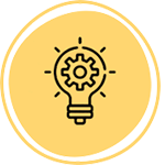 Icon of a lightbulb with a cog