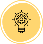 Icon of a lightbulb and cog